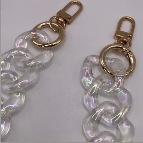 Chunky chain link strap, square shaped links, iridescent holographic - Picture 2 of 3